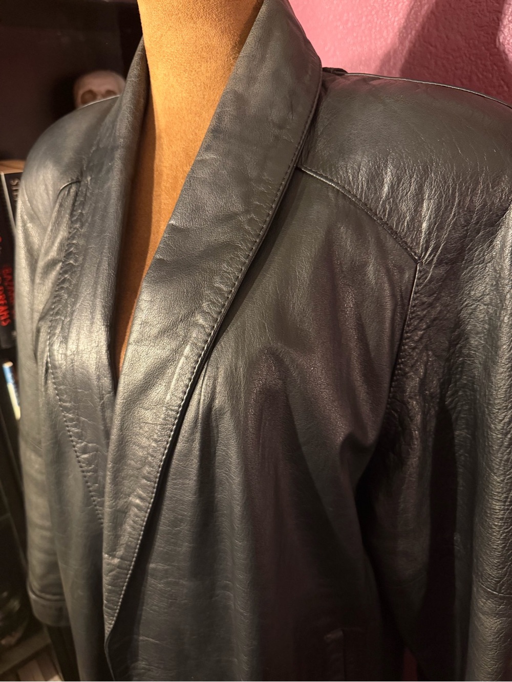 Vintage Genuine Leather Oversized Trench Coat by Laurice. - Picture 4 of 6